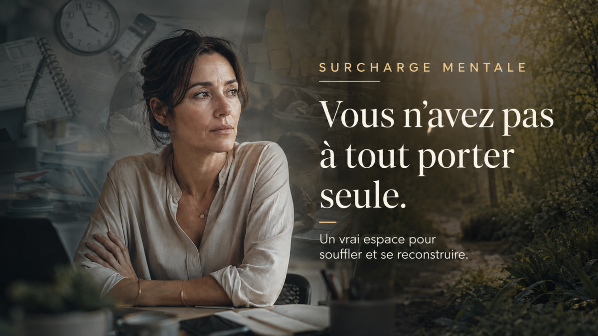 Femme épuisée par la surcharge mentale