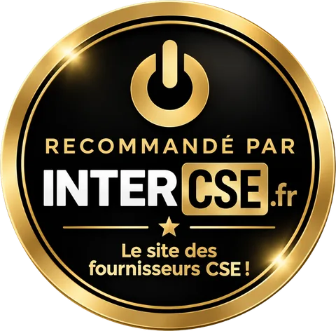 Badge « Recommandé par InterCSE.fr — le site des fournisseurs CSE »